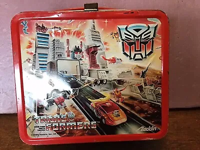 Vintage 1986 Metal Transformers Lunchbox With Thermos Hasbro Aladdin • $129.95