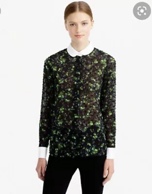 $228 NWT J Crew Collection Silk Clip Dot Verdant Floral Blouse Shirt Top 6 S • $150