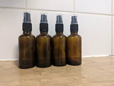 Amber Glass Spray Bottle  Essential Oil Atomiser Mist Sprayer  50ml UK STOCK • £2.20