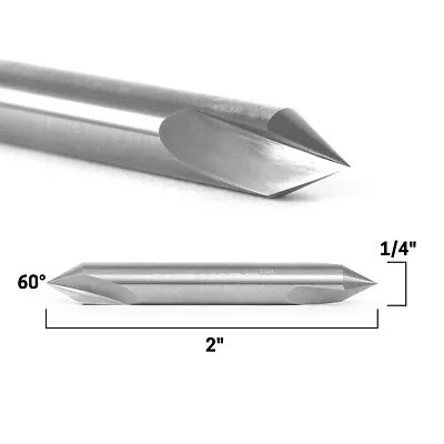 $20.95 • Buy 60 Degree Double End V Groove Solid Carbide Router Bit 1/4  Shank Yonico 14107q
