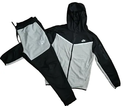 New Nike Tech Cotton Sweat Suit Zip Up  Hoodie & Joggers Men's Set Gray/Black 2X • $78