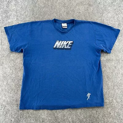 VTG Nike Shirt Mens XL Blue Swoosh Logo Graphic Crew Neck Short Sleeve 90s • $8.96