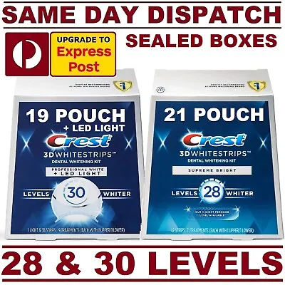 $88.95 • Buy Crest 3D Teeth Whitening HIGHEST LEVELS 28 & 30 - SEALED BOXES - 21 & 19 POUCHES