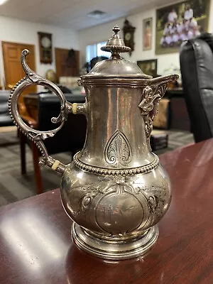 Gorgeous 8  Miniature Coin Silver Coffee Pot/Creamer & Attached Lid 15.1oz • $365