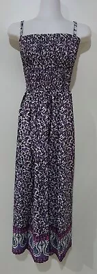 1H21 LADIES  SHIRRED SUMMER LONG MAXI DRESS Plus Size  20  22  24  26  NEW TAGS • $45