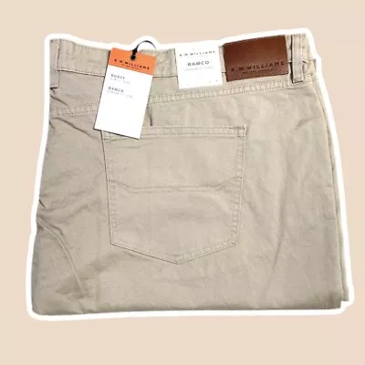 RM Williams Men's Ramco Jeans BNWT Regular Fit Tapered Leg Beige Size 56 / 34 • $36