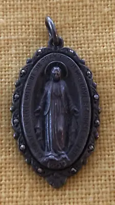 Antique Religious Medal Catholic  STERLING / MARCASITE  - Miraculous - STUNNING! • $99.99