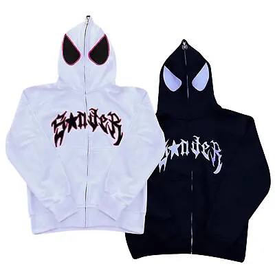 Spider Zip Hoodie Face Mask Kids Adults Costume Jumper Sweatshirts Zipper Jacket • £23.65