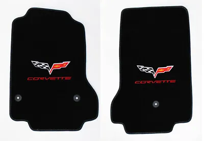 $131.43 • Buy NEW! Black Carpet FLOOR MATS 2005-2007 Corvette Embroidered Flag Emblem Logo Red