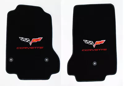 NEW! Black Carpet FLOOR MATS 2005-2007 Corvette Embroidered Flag Emblem Logo Red • $131.43