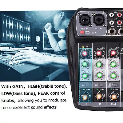 AI-4 Mixing Console Digital Audio Mixer 4-Channel  MP3 USB For DJ Network M5B5 • £32