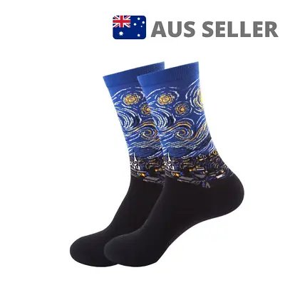 Unisex Starry Night Van Gough Famous Artwork Socks Gift • $12.95