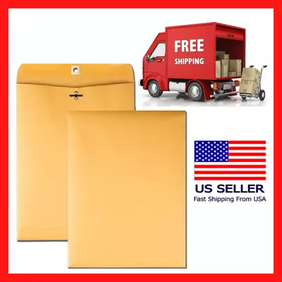 100 Pcs CLASP ENVELOPES 9x12 28lb Kraft Shipping Mailing Gummed Business Manila • $23.49