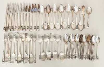 66 Pc. 1936 Oneida Community CORONATION Silver Plate Flatware 8 Pl Settings • $49.99