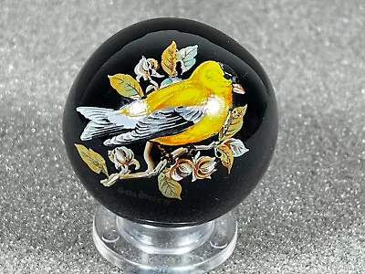 1.5  Marble Handmade Contemporary Art Glass Hand Painted Goldfinch Unsigned • $48