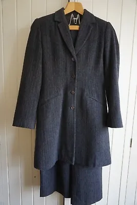 Caroline Charles Grey/Ginger Stripe Velour Wool Trouser Suit UK 10 • £65