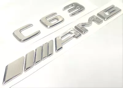 #2 Chrome C63+amg Fit Mercedes C63 Rear Trunk Nameplate Emblem Badge Decal • $22.99