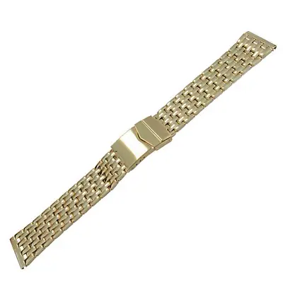 Men's Panther Full Mirror Straight Ends Watch Bracelet Gold Tone 18mm Lug Ends • £17.99