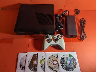 Xbox 360 S Console 250GB Model 1439 Bundle One Controller 5 Games Tested • $115