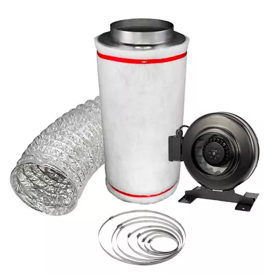 Hydroponics 4  PRO Carbon Filter Kit Odour Extraction Inline Fan Ducting 10m • £62.91