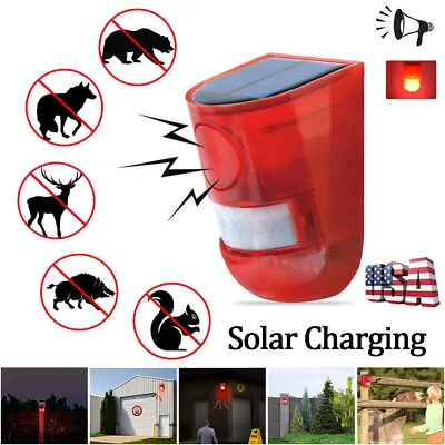 Solar Alarm LED Light Solar Strobe Light Wireless Motion Sensor Detector Outdoor • $12.21