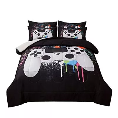 Gamer Bedding Sets For Boys Queen Size 3-Piece Gaming Comforter Sets For • $55.30