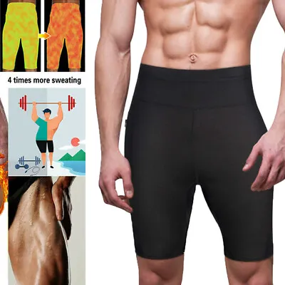 Men's Gym Thermo Neoprene Sweat Sauna Body Shaper Pants Fat Burn Slimming Shorts • $12.79