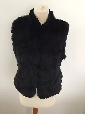 Black Rabbit Fur Gilet Waistcoat Body Warmer 10 • $25.27