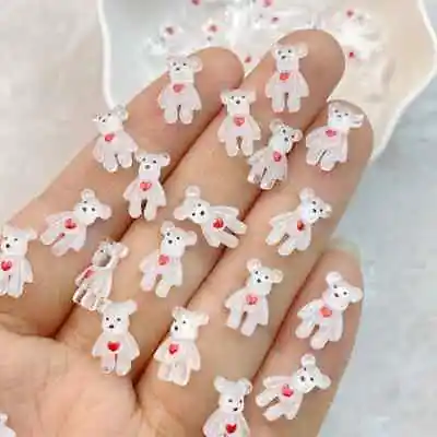 20 Pcs/set Cute Kawaii 3D Teddy Bear Nail Charms Art Resin Decoration Acrylics • £2.99