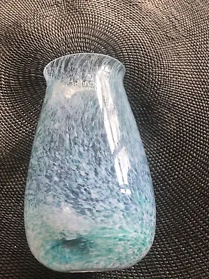 Caithness Small Glass Vase Posy  Speckled Blue Green • £4