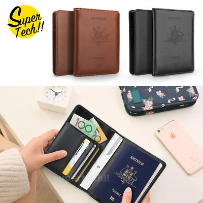 RFID Blocking Leather Travel Passport ID Card Wallet Holder Cover Purse Case AU • $9.99