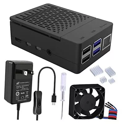  Case For Raspberry Pi 4 With 18W 5V 3.6A Power Supply Pi 4B Case With PWM  • $26.98