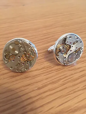 Watch Movement Mens Cufflinks Steampunk Vintage Wedding Retro • £8.25