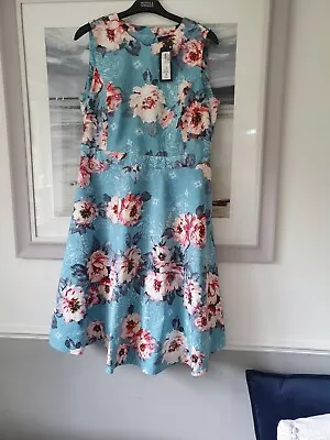 £14.99 • Buy M&S A Line Aqua Fully Lined Summer Dress.Size 14 Regular.New With Tags.