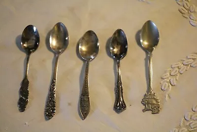 Vintage Demitasse 5 Spoons Silver + Siver Plate Travel Nassau Greenfield Village • $10