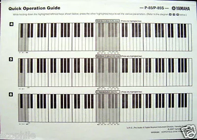 Yamaha P-85 P-85S Digital Piano Original Quick Operation Guide Info Sheet • $27.16