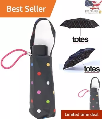 Micro Mini Umbrella With NeverWet Technology - Compact & Colorful Dots On Black • $42.99