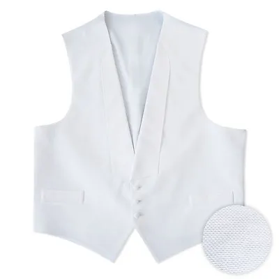 Men's Full Back Bright White Pique Cotton Tuxedo Vest ONLY  USA All Sizes! • $64.95