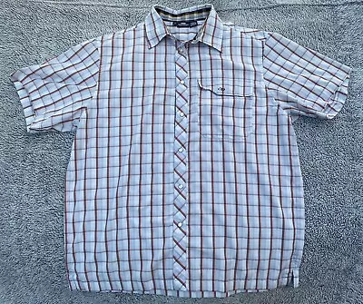 Outdoor Research Shirt Adult Large Gray Plaid Short Sleeve Pearl Snap Hiking Men • $28.98