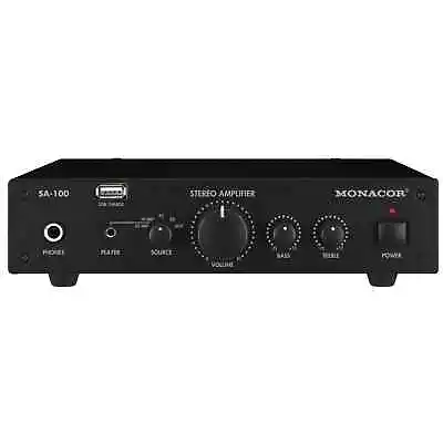 Monacor SA-100 Compact Stereo Amplifier With USB 50W 4-8 Ohms HiFi Amp • £169