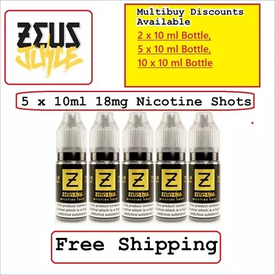 Zeus Juice Nicotine Nic Shot 10ml 18mg 70VG  E-Liquid Vape E-Cig UK MADE • £7.89