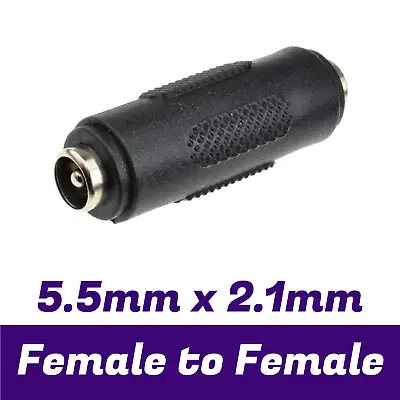 5.5mm X 2.1mm Female To 5.5 X 2.1mm Female Plug Jack DC Power Adapter Connector • £3.99