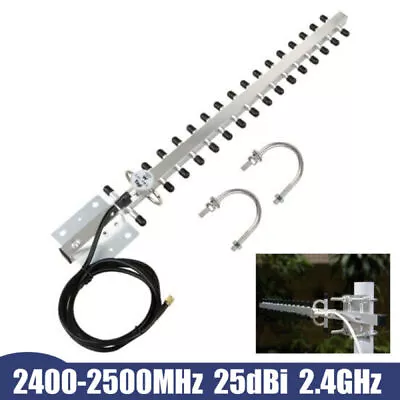 GHz 25dBi Yagi RP-SMA Directional WiFi Antenna For Modem Wireless Card Router • $10.99