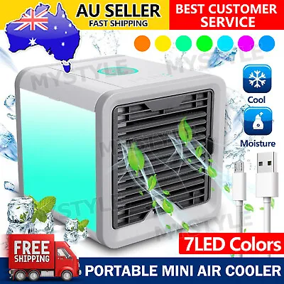 Air Cooler Fan Mini Portable Conditioner Humidifier Bedroom Desk USB LED Gift • $20.85