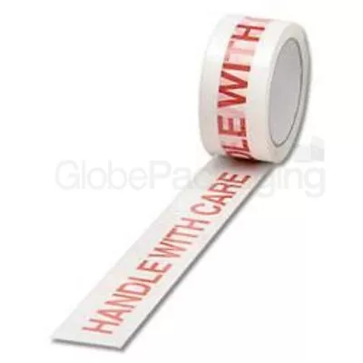 3 Rolls Of HANDLE WITH CARE 2  Printed Packing Tape 48mm X 66M • £7.98