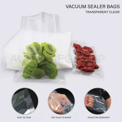 Transparent Clear Vacuum Sealer Bags Precut Food Storage Saver Heat Seal 6 Sizes • $19.95