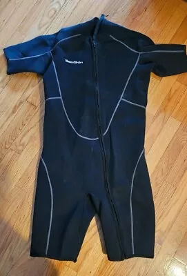 Seaskin Mens 3mm Shorty Wetsuit Diving Suit Front Zip Wetsuit Large • $24.95