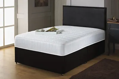 ORTHOPEDIC DIVAN BED SET WITH MATTRESS + HEADBOARD SIZE 3FT 4FT6 Double 5FT King • £309.99