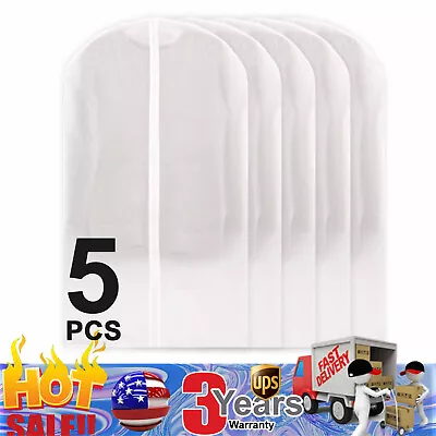 5PCS Garment Bag Travel Suit Dress Storage Clear Cover Full Zipper Coat Carrier • $6.44