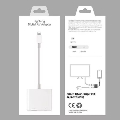 8 Pin To HDMI Digital TV AV Adapter Cable Apple IPad IPhone 7 8 X 11 12 13 L83SE • £7.59